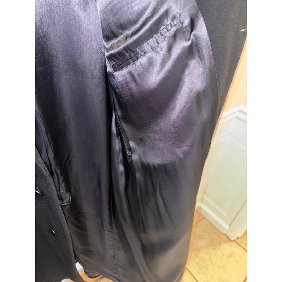 Silver Cloud Black Cashmere Long Dress Overcoat R46 3 Button Business Made Italy - Picture 13 of 15